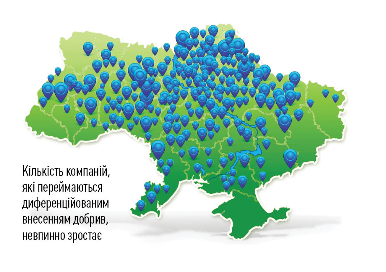 Кількість компаній, якіпереймаються диференційованим внесенням добрив, невпинно зростає